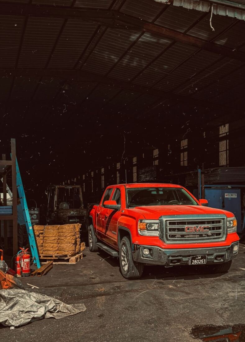 Truck in a repair shop
